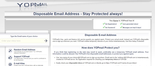 YOPmail Top 10 Best Fake Email Address Generators Online