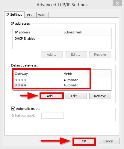 Dubugging "Advanced TC/IP Settings"