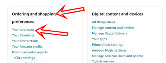 How to Change Digital Purchase Address On Amazon step 3